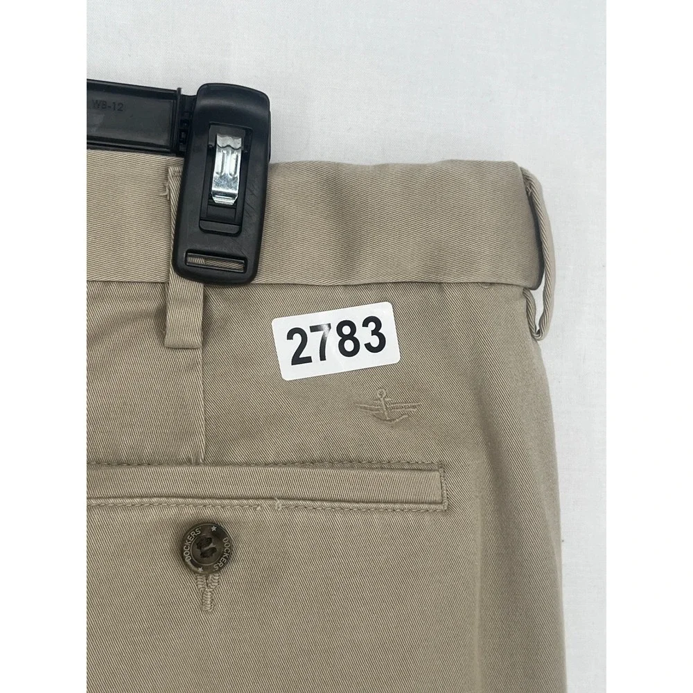 Dockers Relaxed Fit Pleated Chino Pants Mens 38x30 Khaki Tan Cuffed Hem 2783